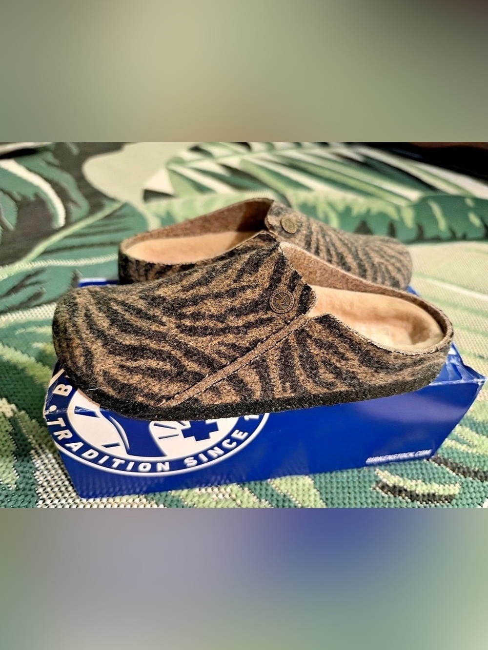 Birkenstock Zermatt Zebra Toffee Melange Slippers/Clog EU 38 NIB MSRP-$165